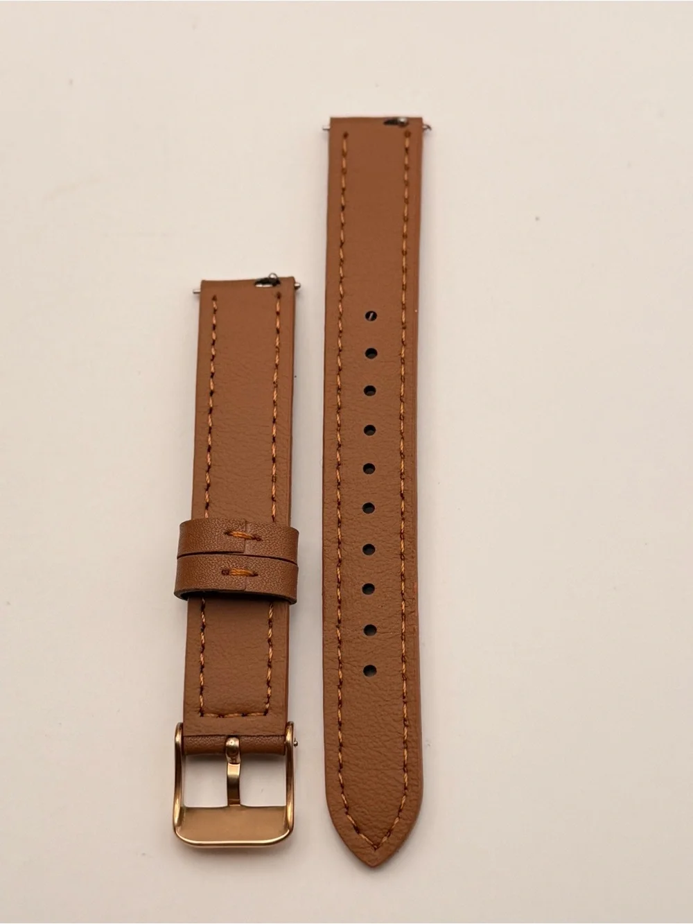 Leather Band, 18mm, quick fit, brown & gold, new